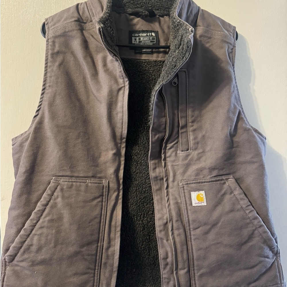 Carhartt Women’s Washed Duck Mock Neck Vest in Taupe Gray